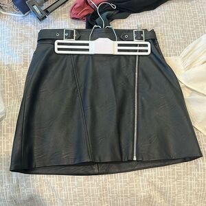 Top shop faux leather biker buckle mini skirt